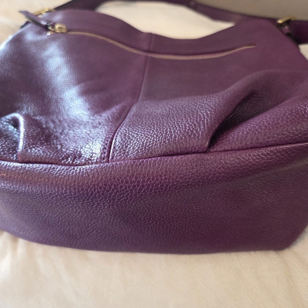 Coach Leather Hobo Shoulder Bag in Deep Plum - Picture 11 of 16